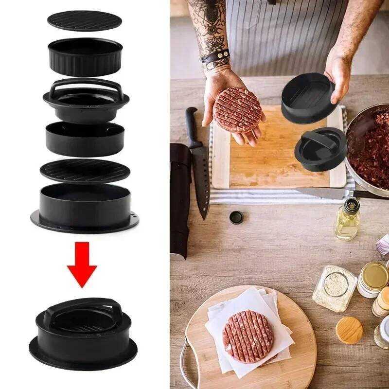 C Round Non-Stick Burger Press Maker, Burger Patty Mold, Stuffed Beef Grill Pie Making Tool For Kit