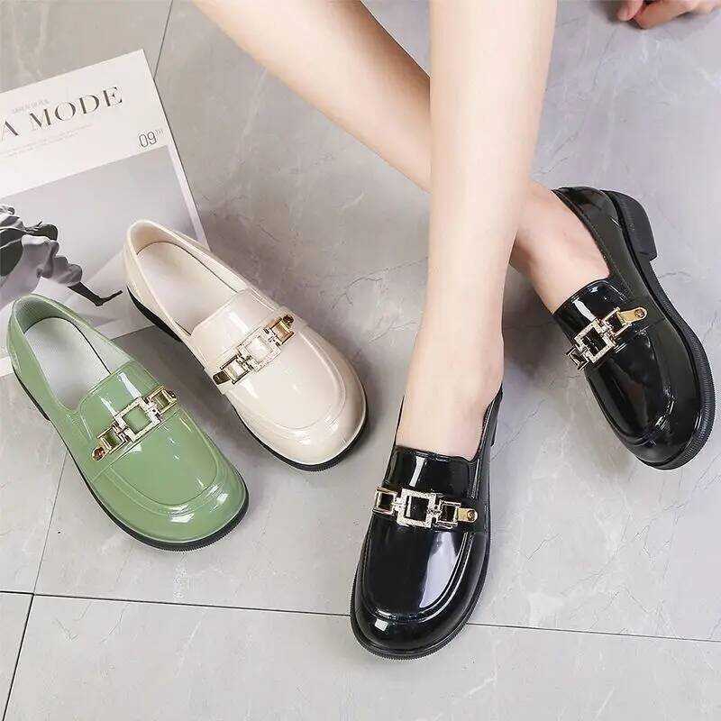 C Ladies Summer Footwear Formal Shoes For Women 2025 Ury Leather Casual Loafers Block Heel Low Eleg