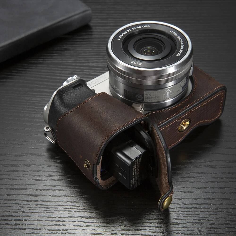 AYdgcam Sony A6400 กระเป๋ากล้องหนังแท้ Handmade สําหรับ Sony A6300 A6000 A6400 A6100