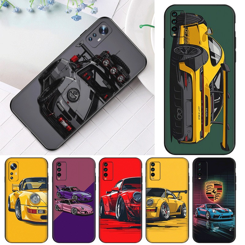 สําหรับ Redmi Turbo 4 Pro หมายเหตุ 14 Plus TPU Matte สีดํานุ่มเคสโทรศัพท์ฝาครอบป้องกันกีฬารถ Porsche