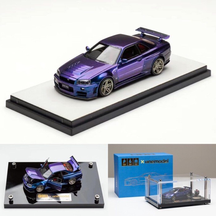 PGM 1: 43 Nissan GTR R34 Z-TUNE Chameleon Alloy โมเดลรถจําลองเปิดเต็มรูปแบบ