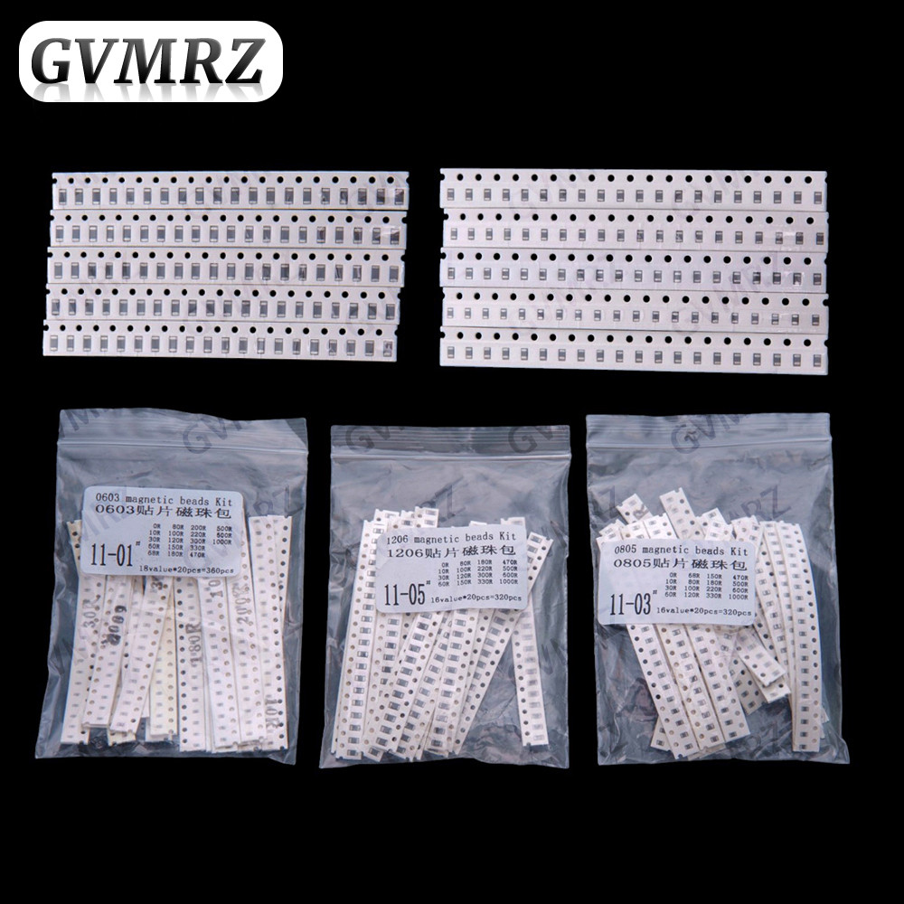 18 ค่า 0R-330R 16 ค่า 0603 0805 1206 SMD เฟอร์ไรต์ลูกปัด SMD 0r 150r 47r 10r 150r 300r 100r 120r 330