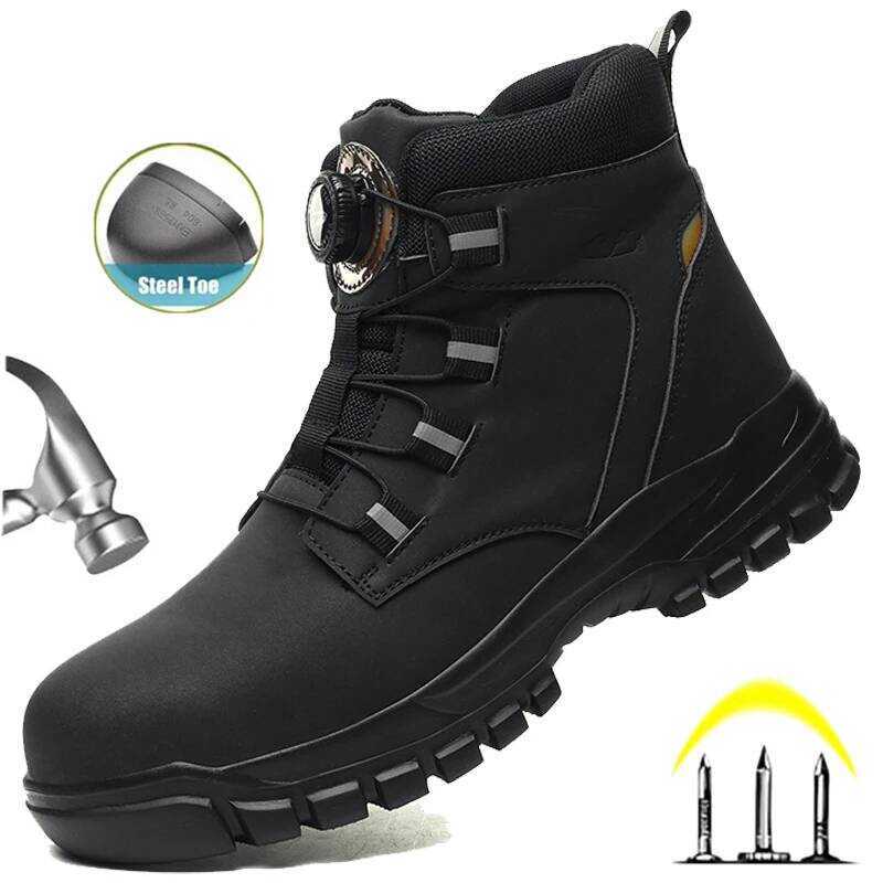 C Rotating Button Work Shoes For Men Anti Puncture Work Sneakers Waterproof Work Safety Shoes Non S