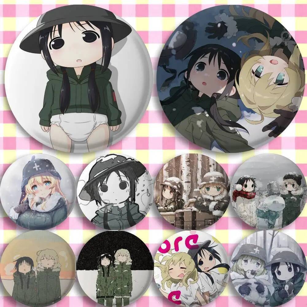 Girls Last Tour CUTE Anime Girl Laser Round Badge สินค้าจุดประณีต