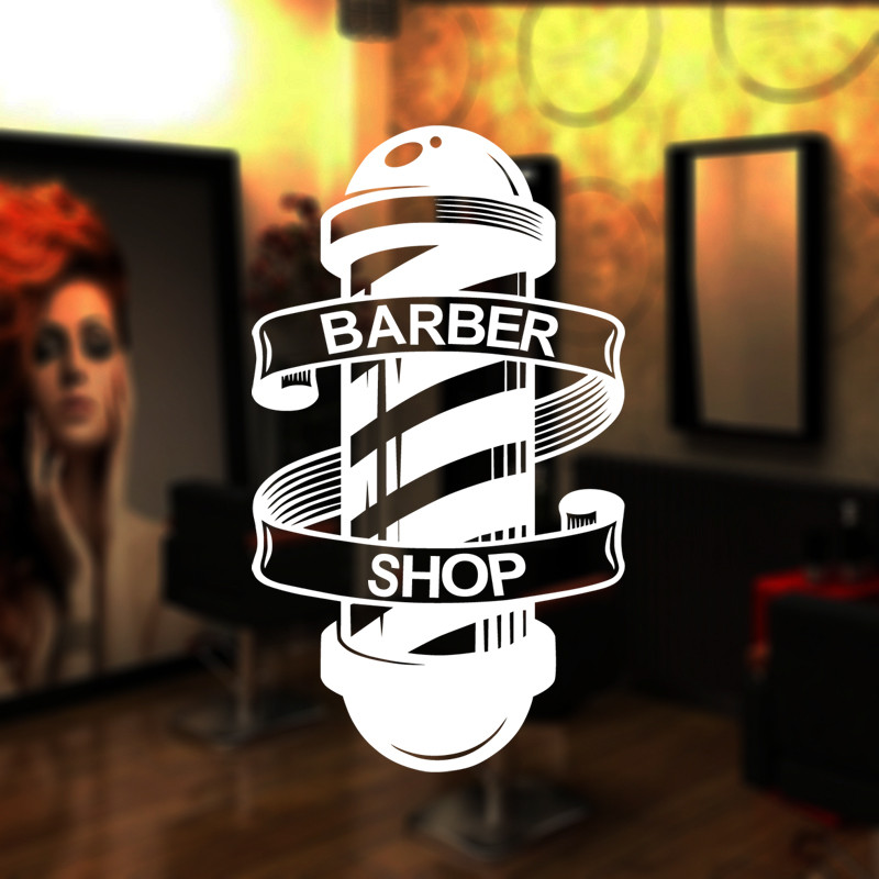 BARBERSHOP ไวนิลสติ๊กเกอร์ติดผนังร้านตัดผมตกแต่ง Stikers สําหรับร้านตัดผม Salon Decal สติกเกอร์สร้าง