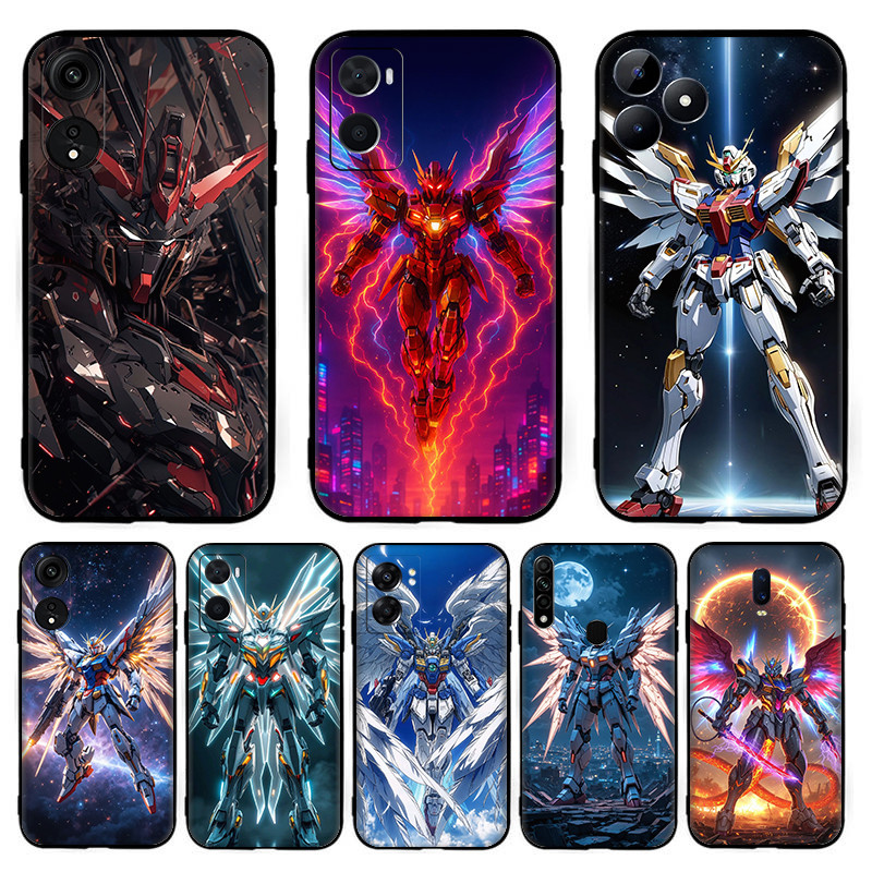 สําหรับOPPO A80 A83 A1 A91 F15 A92 A72 A52 A92S A93 A94 A95 A96 K12Xการ์ตูนGundamปลอก 5Y22 สีดําTPUซ