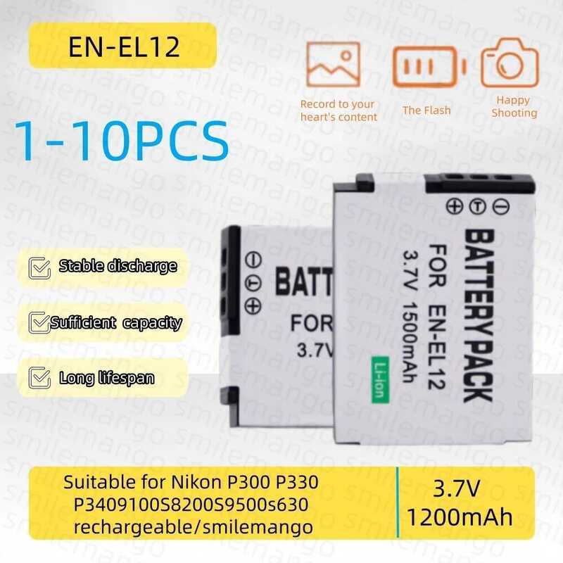 C 1-10Pcs 1500Mah 3.7V En-El12 Camera Battery Suitable For Nikon P300p330p340s00s500s630 Rechargeab