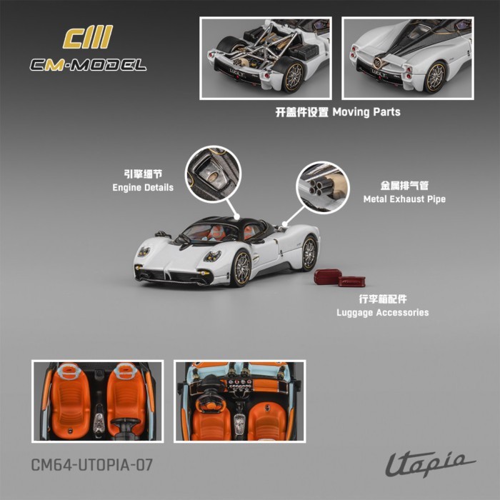 CM MODEL 1: 64 Pagani Utopia Utopia โมเดลรถโลหะผสม