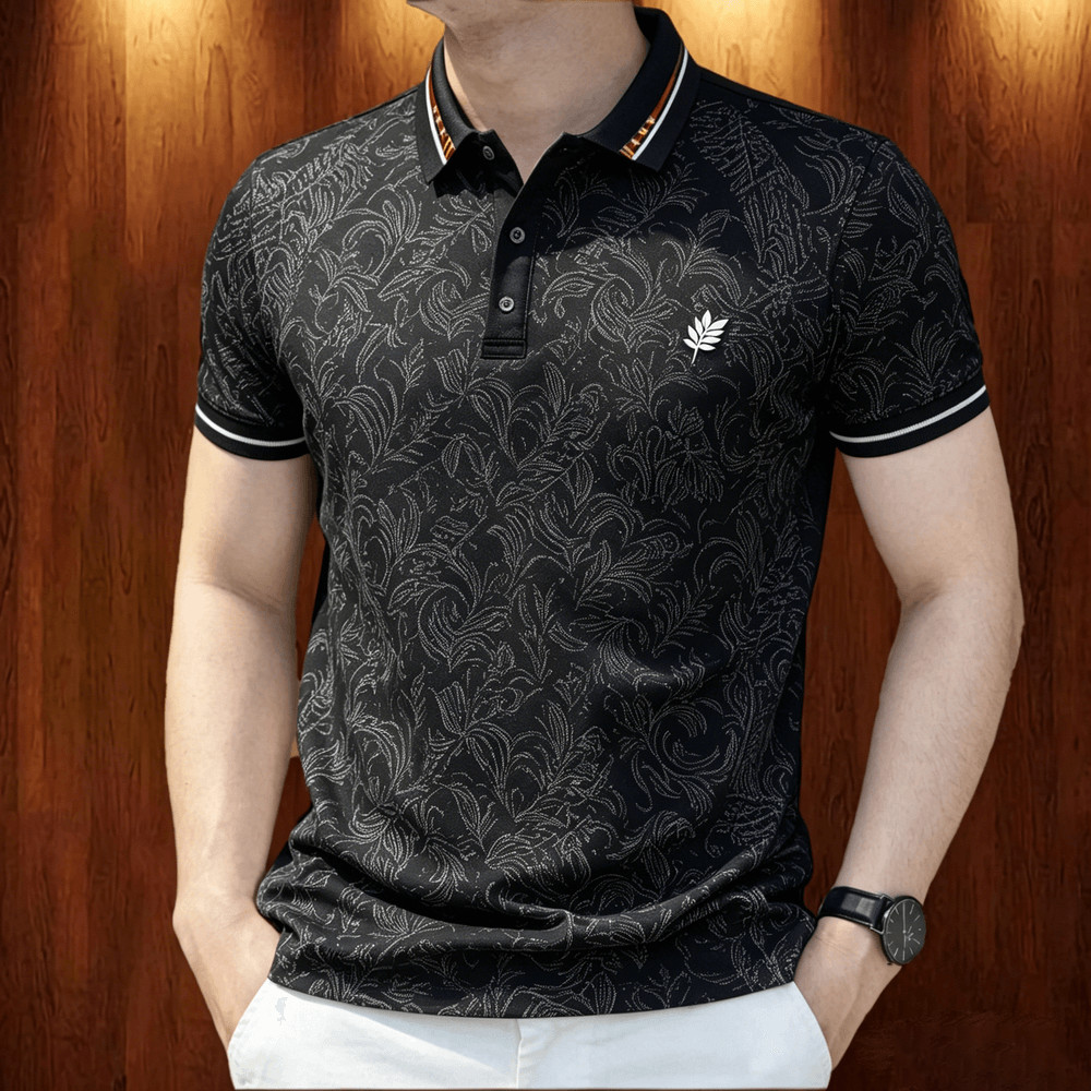 สีดําผู้ชายเสื้อโปโลสําหรับชายเสื้อผ้าธุรกิจสไตล์ลําลองเสื้อโปโล Minimalist ผ้า Tops ขนาดใหญ่กีฬารูป