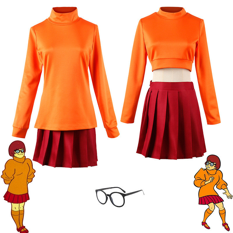Scooby-Doo Velma คอสเพลย์เครื่องแต่งกายชุดการแสดงบนเวที