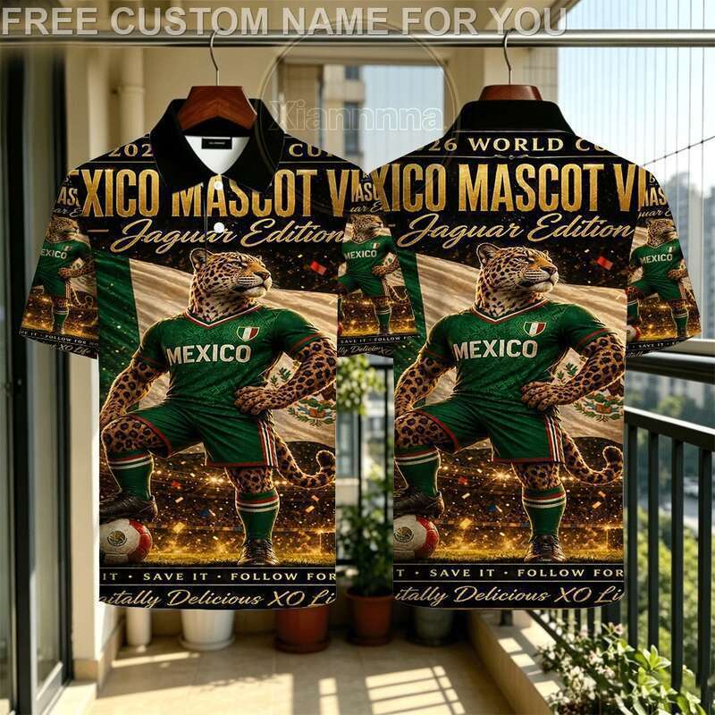 เสื้อโปโล Mexico 2026 Jaguar Mascot Edition - เสื้อสีเขียวหนาเสือดาวนักรบ & ข้อความของ Jaguar Editio