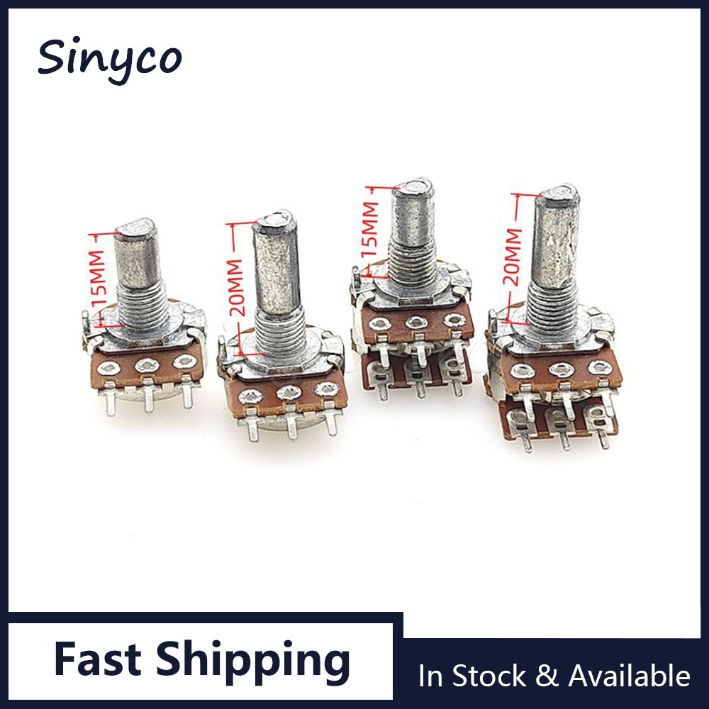3PCS WH148 เดี่ยว 3Pin Dual 6Pin B5K B10K B20K B50K B100K เครื่องขยายเสียงปริมาณ Potentiometer Half Shaft ความยาว 15 มม.20 มม.