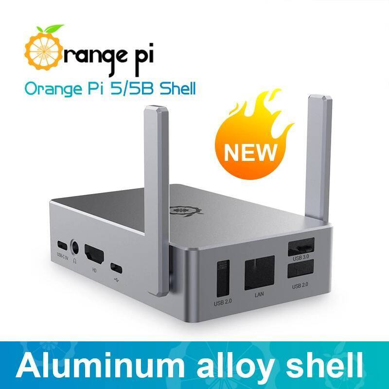 สีส้ม Pi อลูมิเนียมเหมาะสําหรับ Orange Pi 5 หรือ Orange Pi 5B บอร์ดพัฒนาเปลือกโลหะ