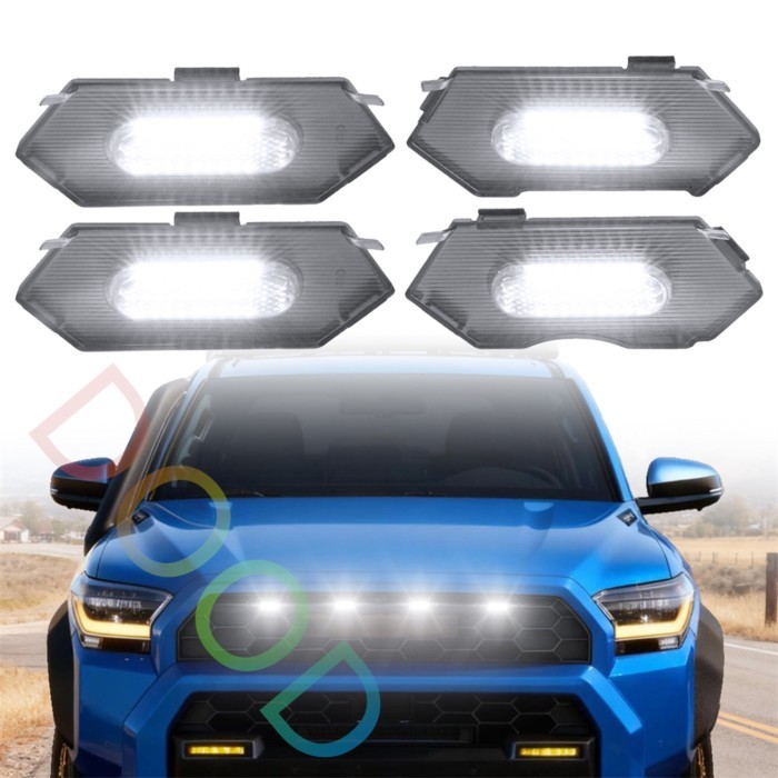 White Led ABS Grill Grille Lights fit for 2025 2026 toyota 4runner 2025 2026 TrdPro Trailhunter gri