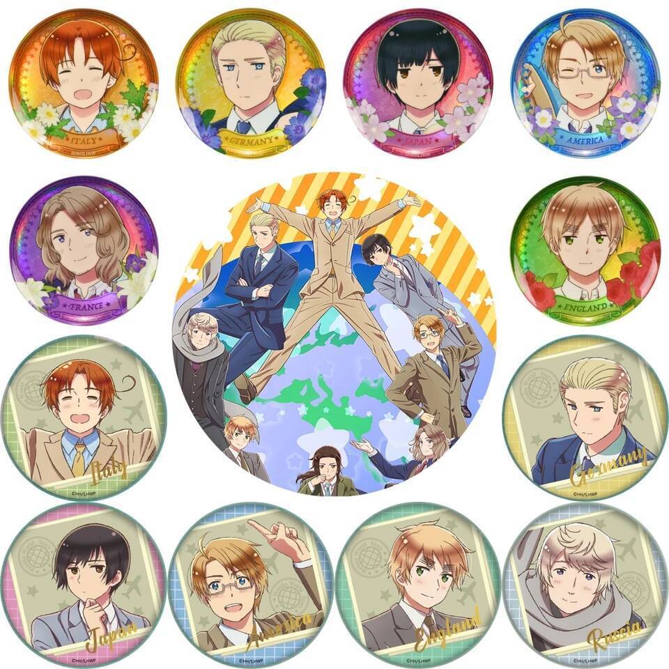 58 มม.อะนิเมะแกนพลังงานที่สวยงาม World ดาว CN GER DE USA JPN FR คอสเพลย์ COSTUME Badge Pin SPTE Tinp