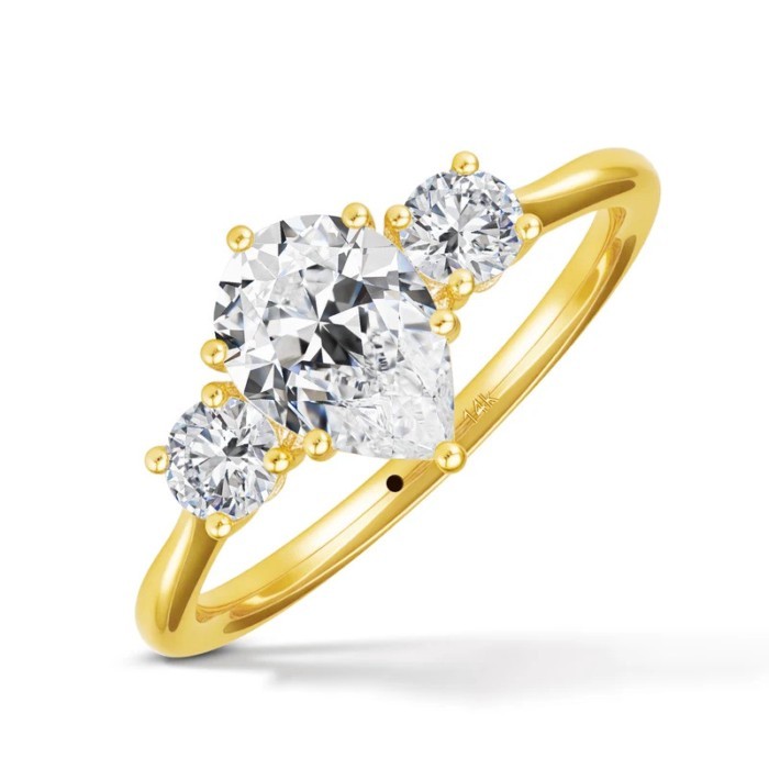 14k Gold Full Moissanite แหวนเพชรสําหรับผู้หญิงทรงหยดน้ํา D VVS1 Bright Cut ของแท้ Au585 สําหรับงาน