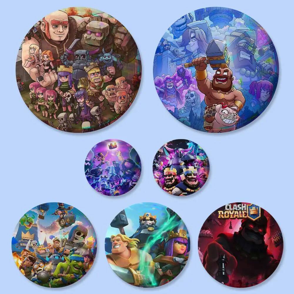 เกมกลยุทธ์ C-Clash Royale ป้ายปุ่มรอบ Creative Pin เข็มกลัดป้ายกระเป๋าอุปกรณ์ตกแต่งแฟนรวบรวมเพื่อนขอ