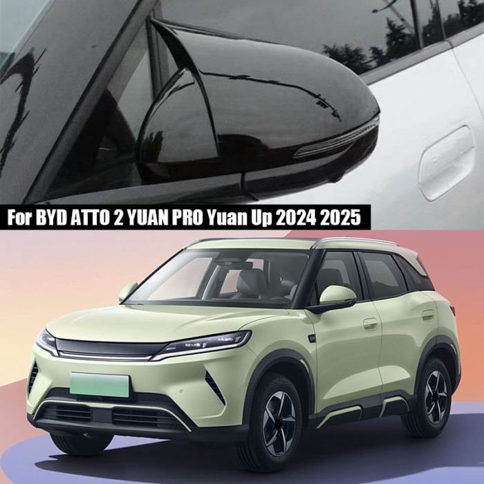 For BYD ATTO 2 YUAN PRO Yuan Up 2024 2025 Bright black rearview mirror decorative cover made of ABS