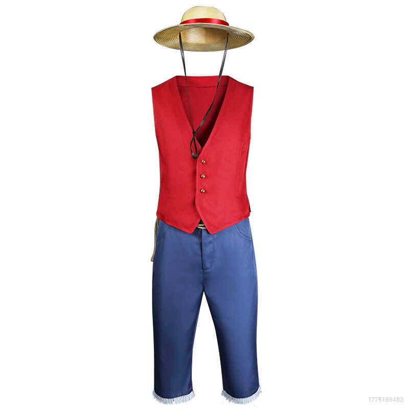 C Clu Luffy Cosplay One Piece Costume Pants Straw Hat Waist Belt Set For Man Boy Anime Luffy COS Ha