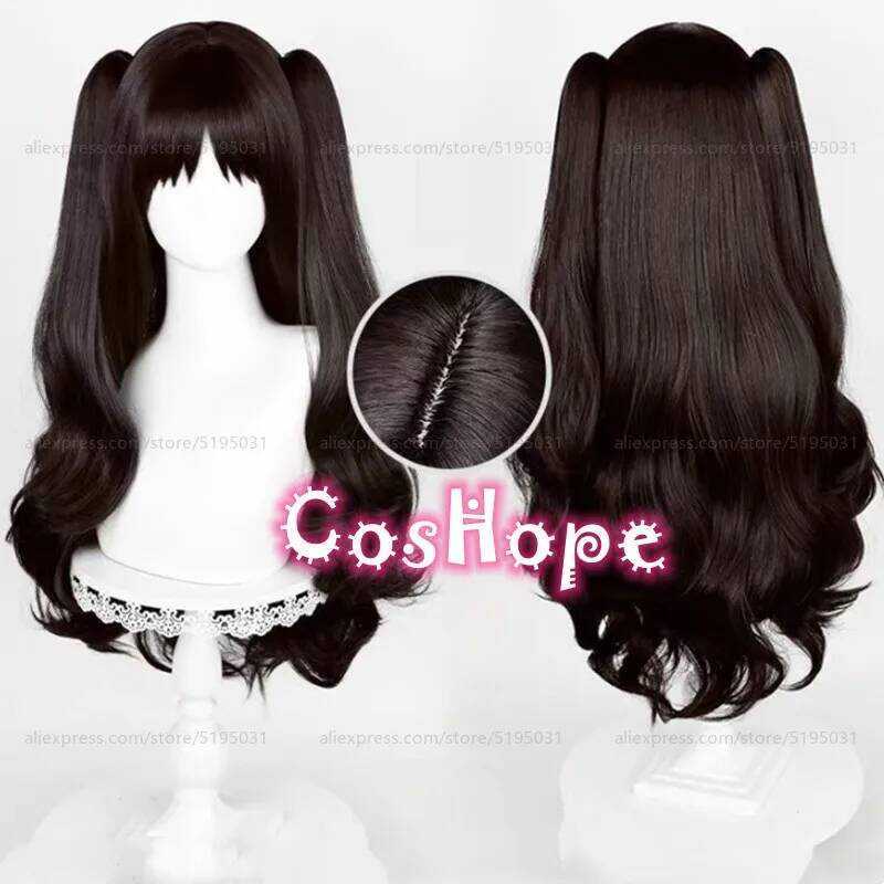 C Tohsaka Rin Cosplay Wig 80Cm Wig With Double Ponytails Black Wig Cosplay Anime Heat Resistant Syn