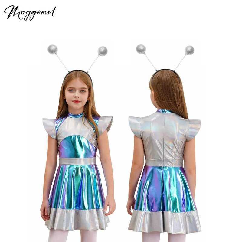 C Girls Alien Outerspace Cosplay Costume Outer Space Themed Party Costume A-E Dresses With F Alien