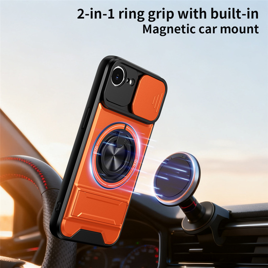 เคสแม่เหล็กสําหรับ iPhone 17e 16e ⭐เคสโทรศัพท์แบบวงแหวนเลนส์⭐ กันกระแทก Shell Bracket Car Holder TPU