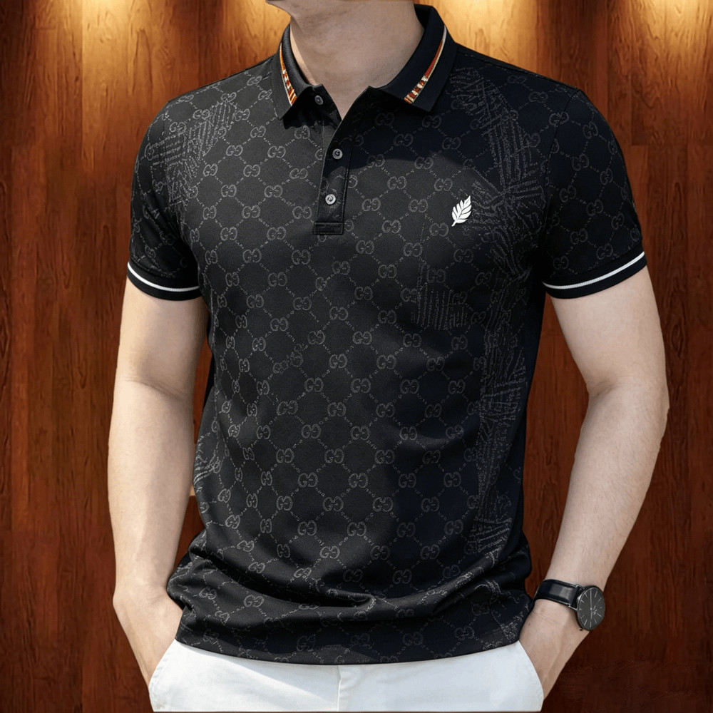 สีดําผู้ชายเสื้อโปโลสําหรับชายเสื้อผ้าธุรกิจสไตล์ลําลองเสื้อโปโล Minimalist ผ้า Tops ขนาดใหญ่กีฬารูป
