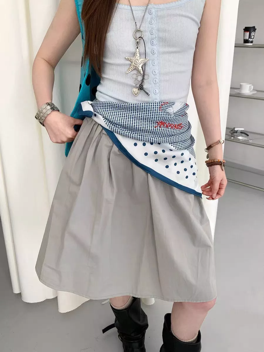 สไตล์ใหม่ฤดูร้อน Polka Dot ขี้เกียจลูกแมวผ้าพันคอผ้าไหมผ้าพันคอสแควร์ y2k แฟชั่น All-Match Multi-Purpose Tube Top S
