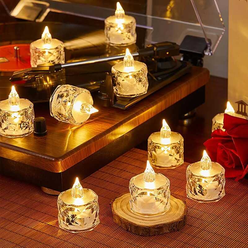 C Flameless LED Light Candle LED Crystal Candle Light Transparent Shell Electronic Night Lamp Datin