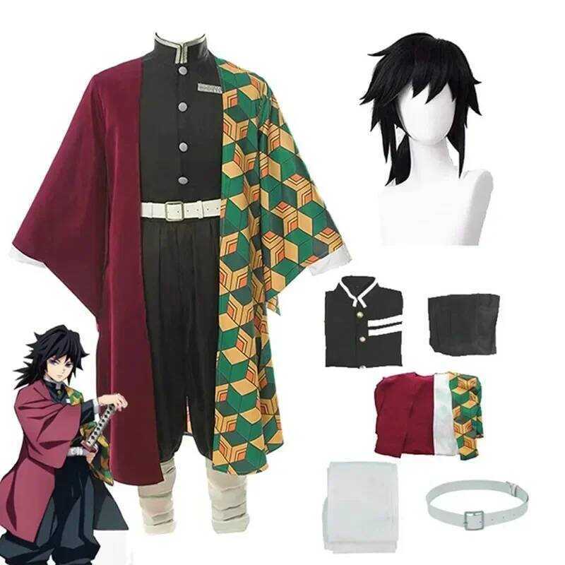 C Anime Kimetsu No Yaiba Tomioka Giyuu Cosplay Costume Accessories Suit Uniforms Costumes Wig Child