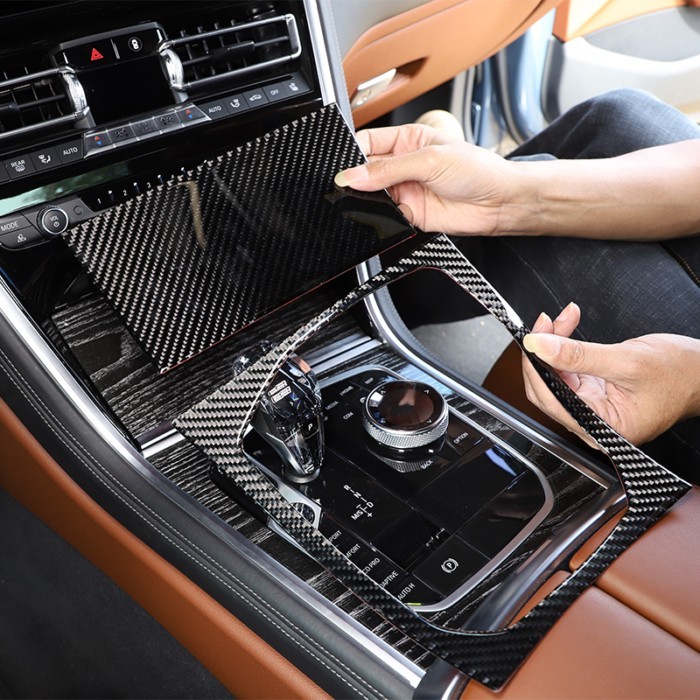 For BMW 8 series M850i G15 G16 2019-2022 car central control gear panel frame soft carbon fiber int