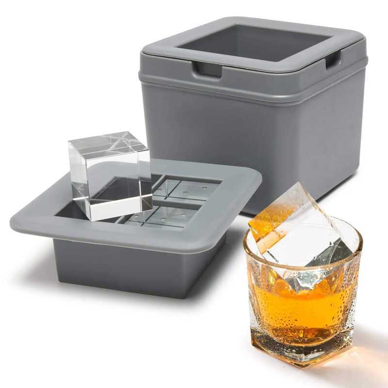 C Wine Coolers 4 Large Square Crystal Clear Ice Cube Maker Easy Release BPA Free Silicone Cocails D