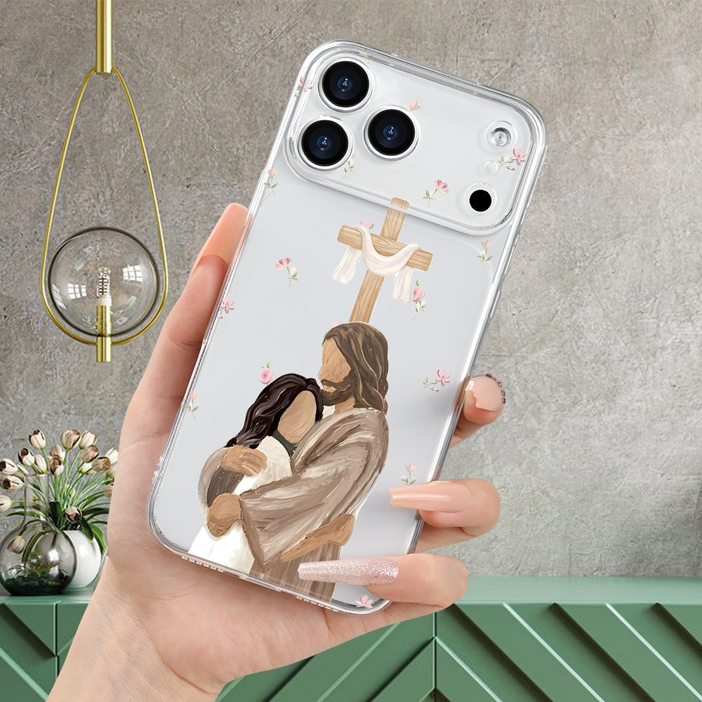 (สต็อกในไทย) เคสโทรศัพท์ลายพระเยซูกอดผู้หญิง เคสใสกันกระแทก| ของขวัญทางศาสนาสำหรับผู้ศรัทธาในศาสนาคริสต์
