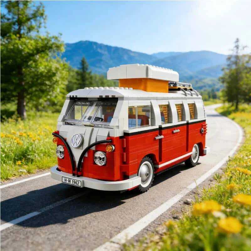 C Spot: Camper Brick, Creative Bus, T1 Green Picnic Cart, Building Bloc For Boys And Girls, Childre