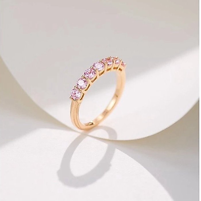 Seiko Version 7 Diamond Half Ring Row Diamond Ring Pink Diamond Rose Gold Half Ring Side Ring T Hom