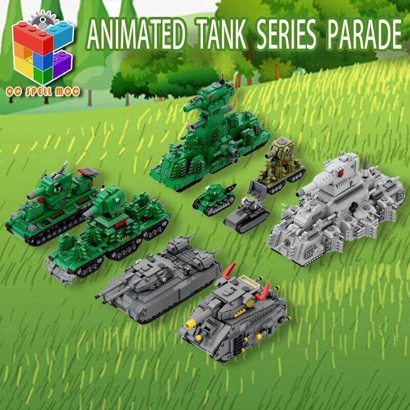 C MOC Kv-44 Battle Tank Landcruiser Building Bloc Ww2 Military Tank Bric Model Army Toys