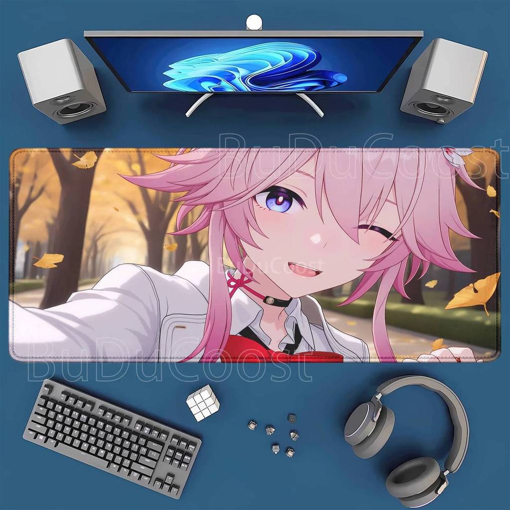 Evanescia Honkai Star Rail HSR แผ่นรองเมาส์ PC XXL คีย์บอร์ดสําหรับเล่นเกม HD พิมพ์ Mousepad คอมพิวเ
