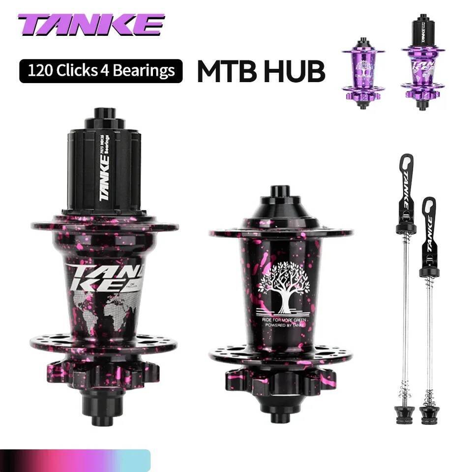 TANKE 120 Click Hub 6 แบริ่งจักรยานเสือภูเขา MTB Hub ด้านหน้าด้านหลัง 32 36 หลุม QR Thru-axle แลกเปลี่ยนดิสก์เบรกจักรยาน Hubs HG MS