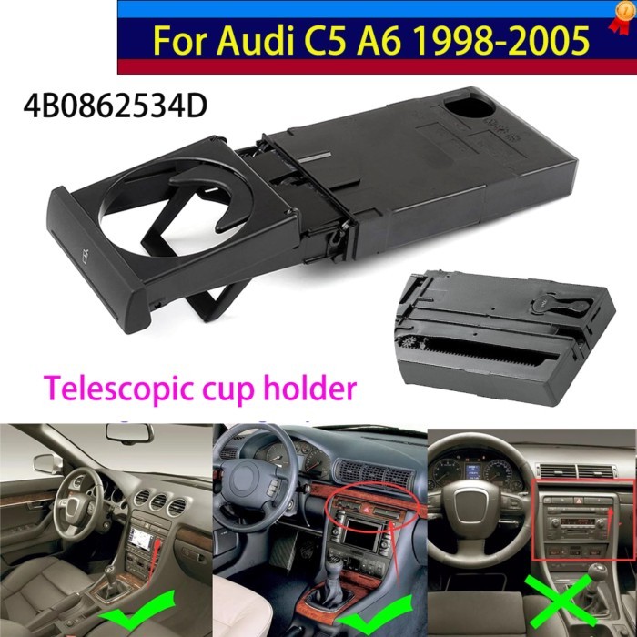 4B0862534D Auto Air Vent Drink Cup Holder Foldable Anti-slip Bottle Holder Stands For Audi C5 A6 19
