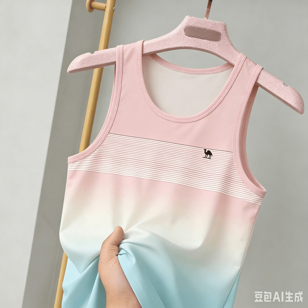 BXMens Blue Ombre Tank Top เสื้อแขนกุดลําลองลายทางแนวนอน