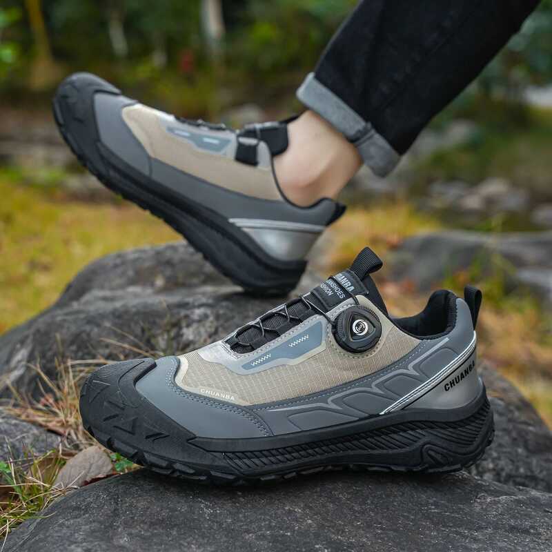 C Men's Lightweight Casual Shoes Outdoor Running Shoes In Black Grey Khaki Sizes 3-48 PU Material W
