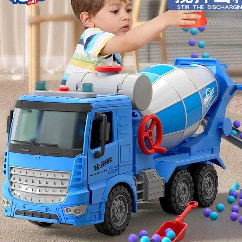C Children's Simulation Engineering Mixer Truck Model Inertia Transporter Concrete Cement Truck Lig