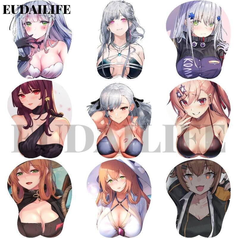 Girls Frontline Springfield HK416 3D Hand Wrist Rest Mouse Pad Mousepad ซิลิโคนเต้านม Oppai นุ่มแผ่น