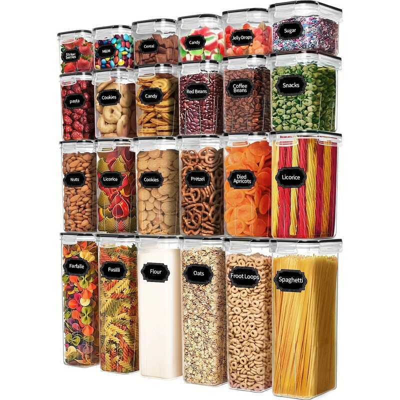 C 24Piece Airtight Food Storage Containers Set Bpa-Free Plastic Canisters For Cereal Ur Sugar Pantr