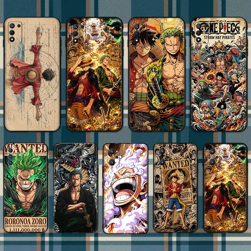 สําหรับRealme 3 5 6 7 8 Pro 5i 5s Q 6i 7i TPU Matteสีดํานุ่มเคสโทรศัพท์ฝาครอบป้องกันOne Piece Luffy 