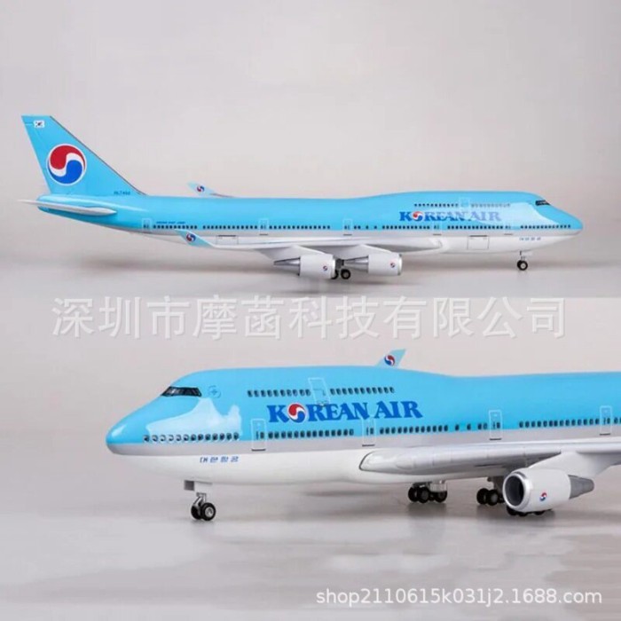 47 ซม. Daehan 747 โบอิ้ง 747-400 ไฟควบคุมเสียงการบินเกาหลีพร้อมล้อเครื่องบินแขกจําลองเครื่องบินออกจา