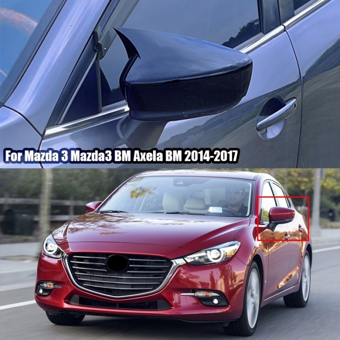 For Mazda 3 Mazda3 BM Axela BM 2014 2015 2016 2017 Car rearview mirror protective cover bright blac