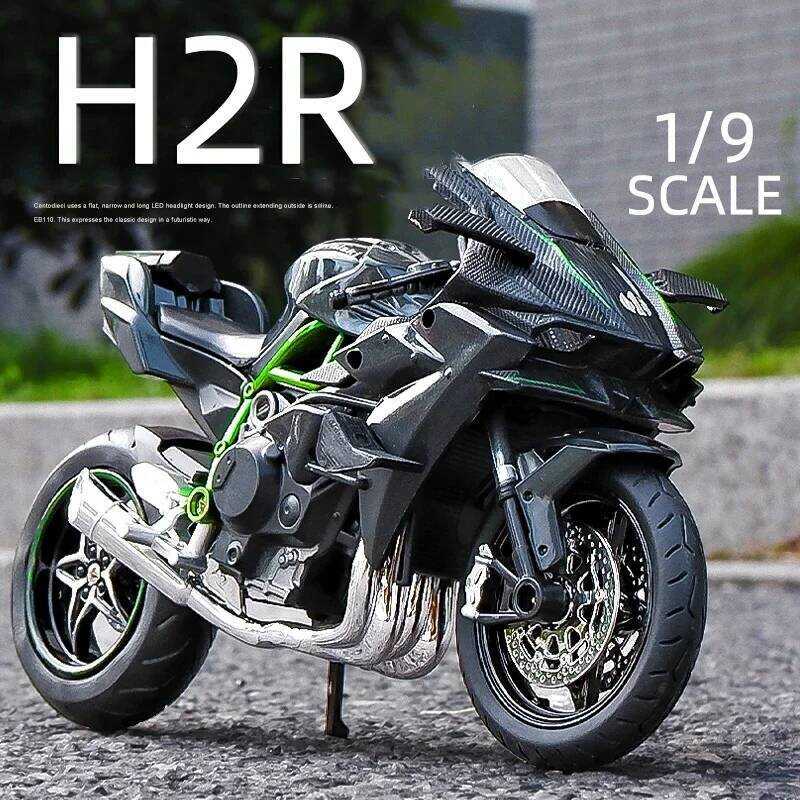 C 1: Scale Kawasuki H2r Alloy Motorcycle Model Lights & Sounds Of The Large Diecast Car Boy Birthda