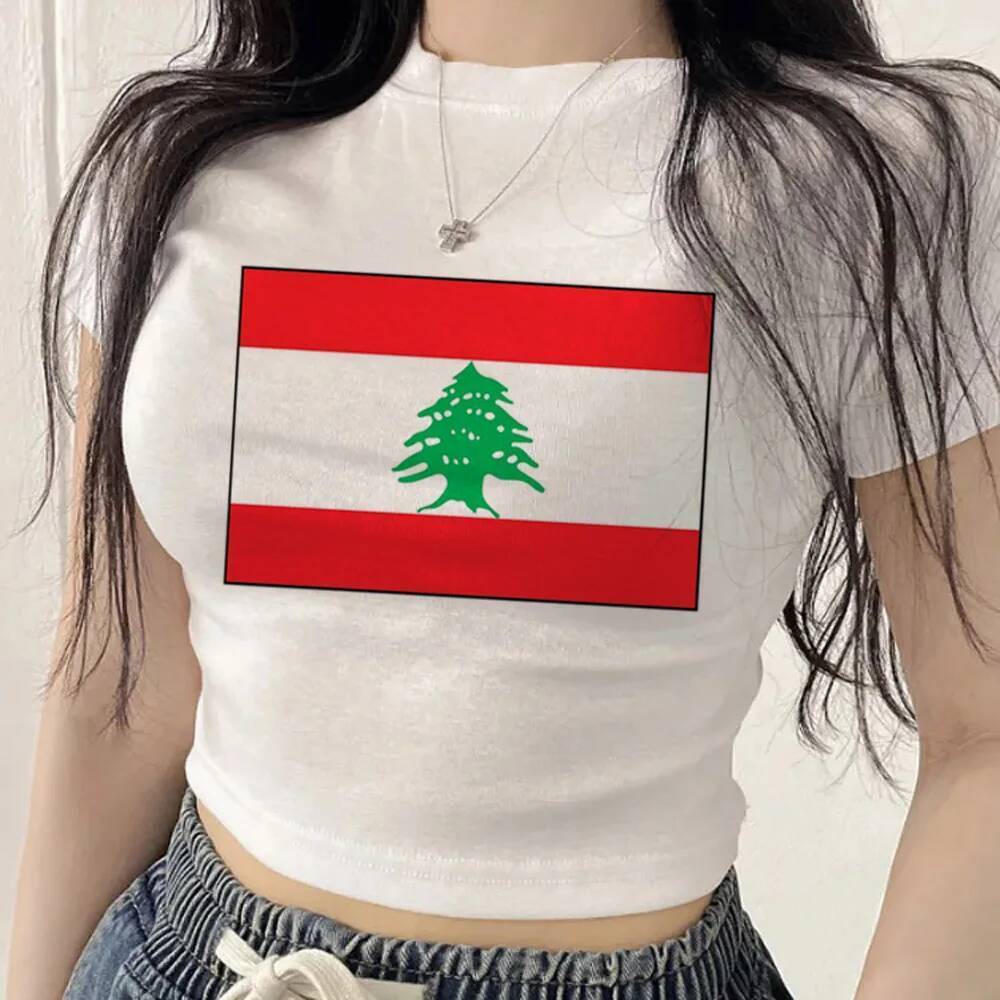 Lebanon เสื้อครอปสุภาพสตรี gothic Meme เสื้อทางเลือก Meme มังงะญี่ปุ่น
