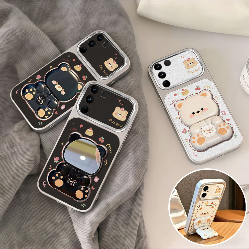 เคสสําหรับ Vivo V27 PRO v27E เคสโทรศัพท์ออกแบบรูปแบบใหม่สําหรับวงเล็บหมีเคสดูดซับแรงกระแทก TPDT12